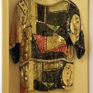 Sequin short-sleeve top.